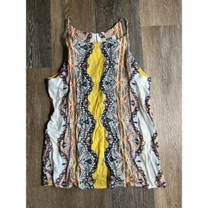 Verse Tank Top Womens Medium Yellow Paisley Print Excellent Boho Sleeveless